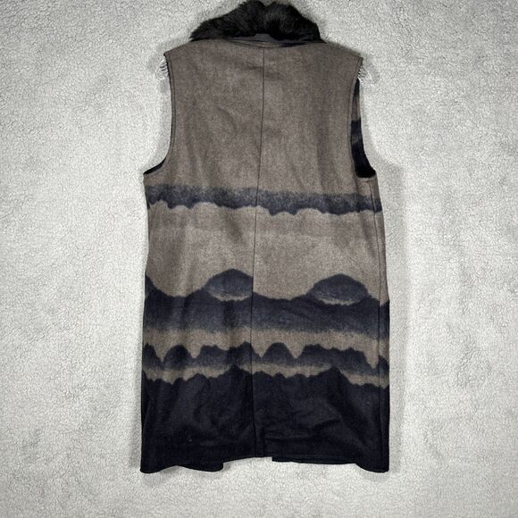 Democracy Removable Fur Collared Long Vest Size Small Stylish Pockets - Picture 8 of 8